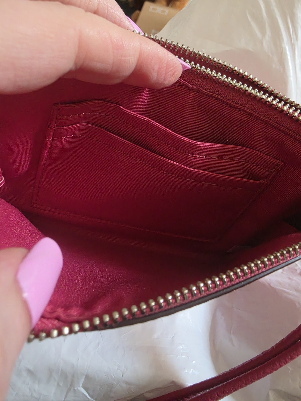 COACH Pink Leather Double Zip Pouch - Picture 11 of 12